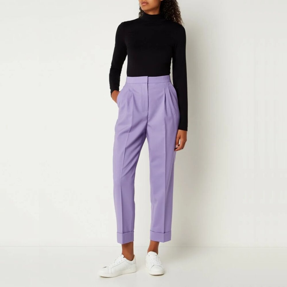 Hugo Boss Tigeta High Waist Purple Tapered Cropped Dress Pants Preppy Minimalist